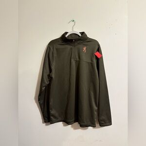 Browning Men’s Large 1/4 Zip Pullover lightweight stretchable fleece Olive Green
